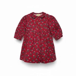 Laura Ashley Baby Girl Red Floral Corduroy Dress 12–18M Peter Pan Collar Cottage
